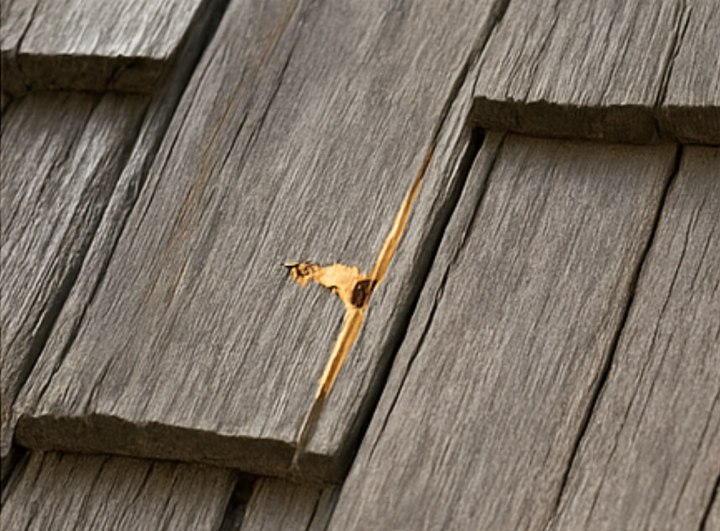 Wooden roof cracked
